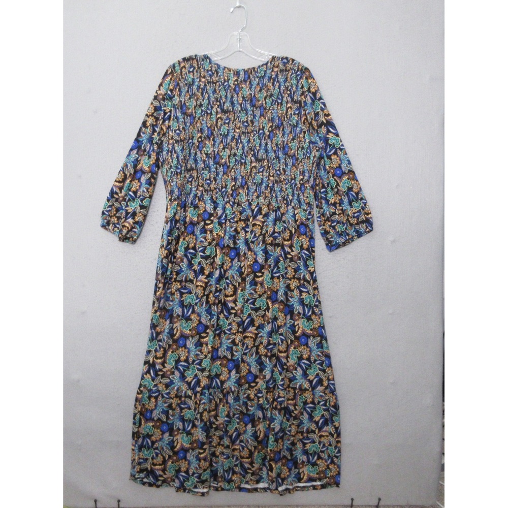 J. Jill Dress Smocked Floral Midi Boho Cottage Core‎ Prairie Flowy Garden NWT - Picture 2 of 9